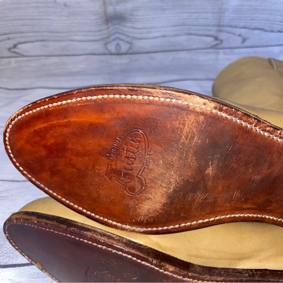 Justin Boots Classic Blonde Leather Roper Boots - Picture 3 of 12